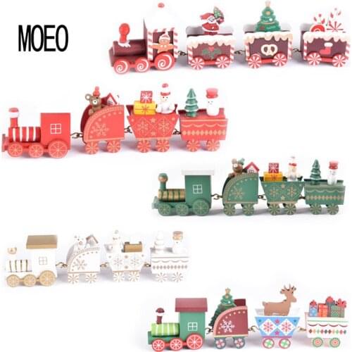 Christmas decorations wooden Christmas train DIY assembly window decoration Christmas tree children gifts 2021 Xmas accessories