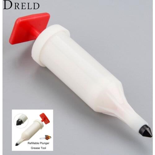 DRELD 1pc 21ml Chainsaw Grease Gun Extends Bar & Chain Life Refillable Plunger Type 21ml 3/4 oz Plastic Plunger Grease Tool