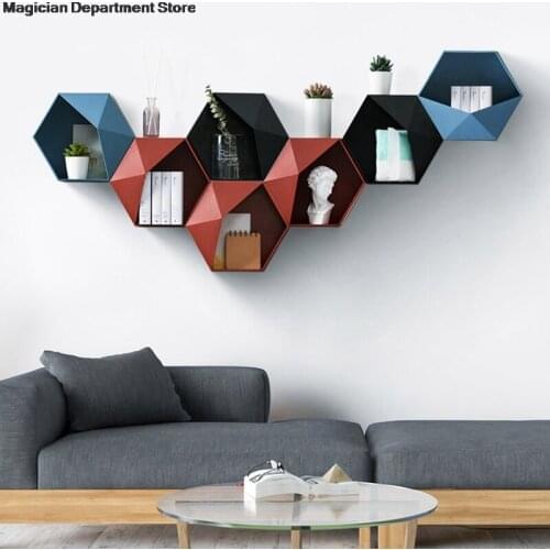 25.5*22*8.5 Nordic Geometric Organizer Box Honeycomb Bookshelf Jewelry Rack Shelve For Wall Home Bathroom Storage Creative Decor