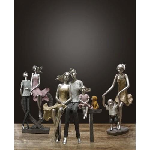 MODERN RESIN FIGURE FAMILY LOVE ORNAMENTS HOME LIVINGROOM TABLE FIGURINES CRAFTS OFFICE DESKTOP FURNISHING DECOR WEDDING GIFTS