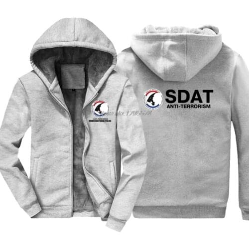 Fashion Men Thicken Keep Warm Hoodie New French Police Sdat Anti Terrorism Military Sweatshirt Hip Hop Jacket Tops Streetwear