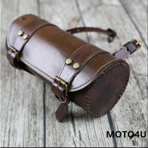 Universal Motorcycle Handlebar Bags Motorbike Sissy Bar Bags Side Tool Bags Front Forks Genuine leather Luggage