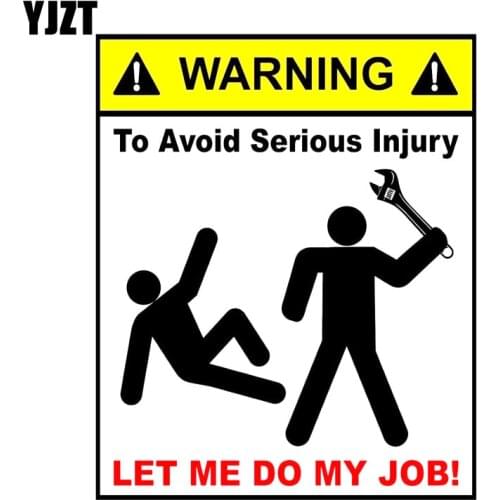 YJZT 16.4*20cm Cartoon Creative Toolbox WARNING Car Sticker Retro-reflective Decals C1-8127