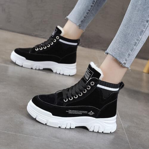 Ladies Casual Shoes Lace-up Fashion Sneakers Platform Snow Boots Winter Women Boots Warm Plush Womens Shoes Zapatos De Mujer