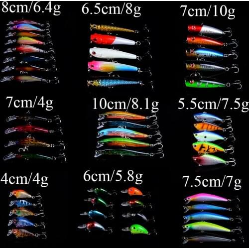 Hard Baits Artificial 51pcs Mixed 9 Different Models Minnow Fishing Lures Set Lifelike Bass Crankbait Fishing Tackle Wholesale