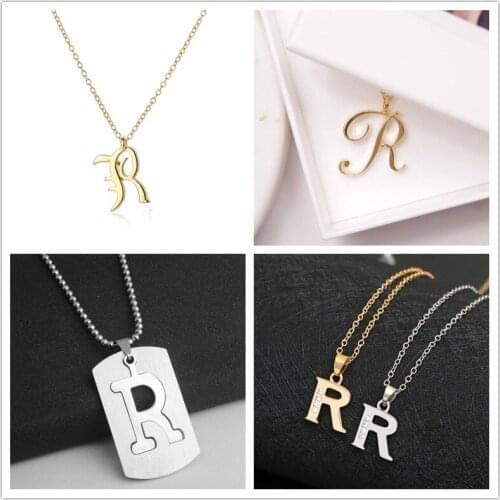 1pcs Family mom name gift Initial Letter R monogram alphabet Stainless steel alloy 26 English word sign pendant Necklace jewelry