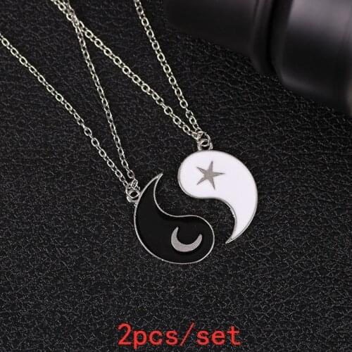 2pcs/set Best Friend Couple Yin and Yang Charm Pendant Necklace Couples Sisters Valentines Day Gift Xingyue Jewelry