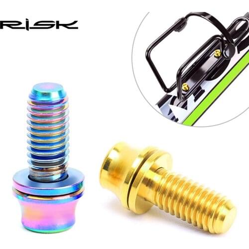 RISK 2pc M5*12mm Titanium Bicycle Bottle Holder Bolt Cycling Bike Water Bottle Cage Screw for MTB Mountain Road Bike With Washer