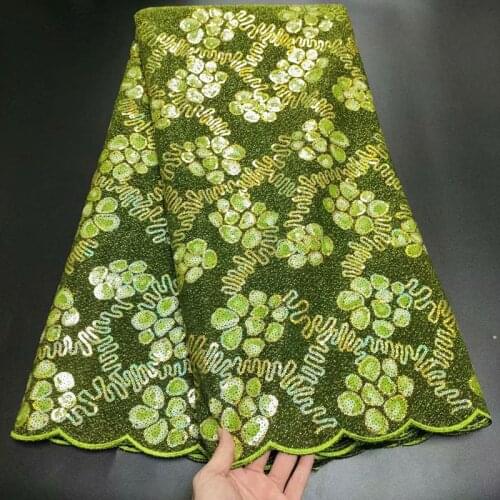 2021 High Quality African Mesh Lace Fabric 2021 French Nigerian Sequins Embroidery Net for Women Wedding Dress