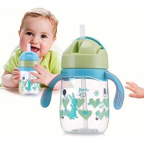 230/450ml Baby Kids Feeding Bottle Children Cartoon Animal School Drinking Water Straw Bottle Straw Sippy Cup