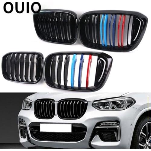 2X Carbon Fiber/Black Front Grill Grilles Kidney Replacement for New BMW G01 G02 X3 X4 2018 2019 2020 M Power Sport Accessories