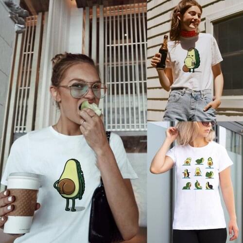 Avocado Women Short Sleeve T-shirt 2020 Casual Cartoon Kawaii Graphic Tops Female Harajuku Tee Summer 90s Funny T-shirts Tops