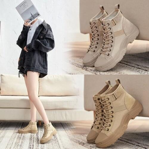 Canvas Martin boots for women 2021 spring thin British air breathable high-top versatile short leg single desert boots