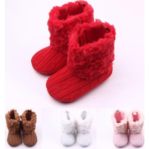 Baby Infants Shoes Autumn Winter Baby Girl Boy Polka Dot Knitting Boots Casual Sneakers Non-slip Soft Soled Walking Shoes