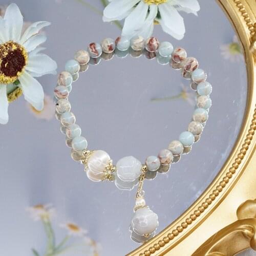 Handmade Natural Stone Beads Strand Bracelet Vintage Lucky Jade Womens Bracelets Fashion Jewelry Accessories 2021 New YBR294