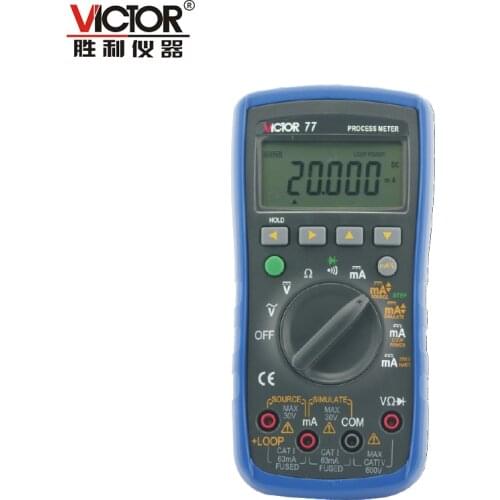 Victor VC77 Process Calibrator Analog Output 0-20mA Simulate Transmitter 0 to -20mA Loop Supply 24V Digital Multimeter DMM