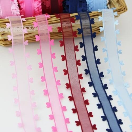 10 yards/roll) Valentines Day Wedding with Loving Lace Ribbon Gift Packing Peach Heart Snow Yarn Colored Ribbon lace