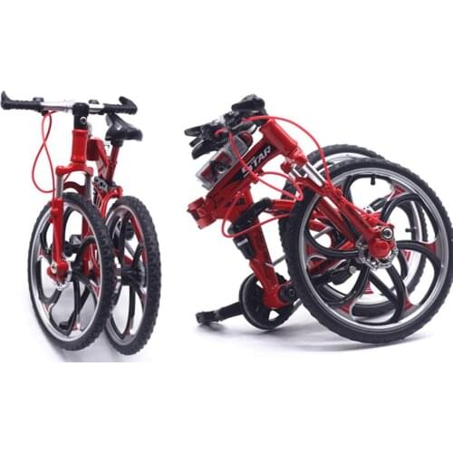 Kids 1:10 Scale Bicycle Model Toy Simulation Foldable Alloy Mini MTB Racing Bike Model Bend Road Kids Toy Gift Dollhouse Decorat