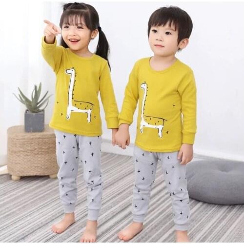 Children Pajamas Baby Kids Clothing Set Kids Cartoon Sleepwear Underwear Set Autumn Cotton Nightwear Boys Girls Pyjamas Set2-12T