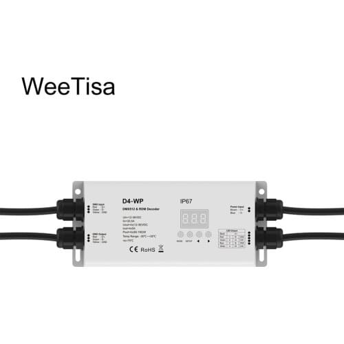 DMX 512 RDM Decoder DC 12V 24V 36V Constant Voltage Waterproof IP67 4 Channel 20A RGB RGBW Strip DMX512 Controller for Outdoor