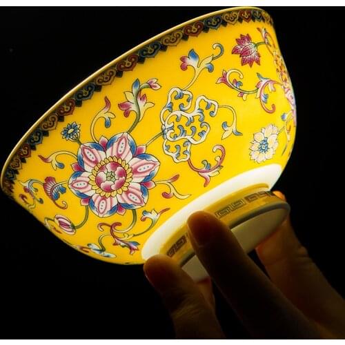Jingdezhen enamel ceramic bowl Palace luxury bone china noodle bowl Chinese style salad bowl Ceramic tableware gift