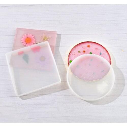Durable Crystal Resin Coaster Mold Reusable Silicone Creative DIY Clay Mould Geometric Decorating Craft Household Handmade Tool