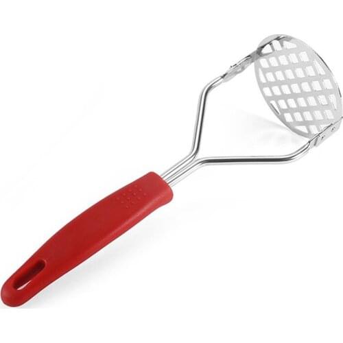 Kapmore 1pc Stainless Steel Potato Masher Metal Food Masher Manual Masher With Hanging Hole Fruit And Vegetable Tools