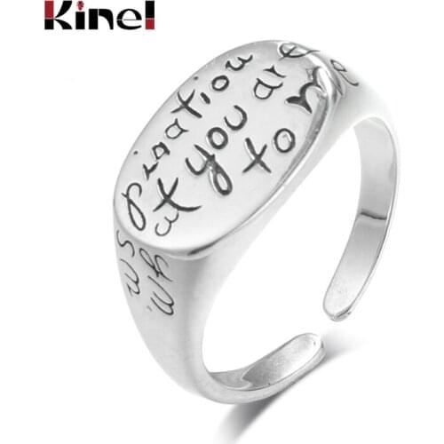 Kinel S925 Sterling Silver Jewelry Retro Personality Adjustable Temperament Ring Creative Couple wedding ring Jewelry steampunk