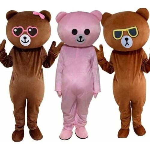 Cartoon Brown Pink Bear Mascot Costume Suit Cosplay Birthday Party Game Dress Outfit Advertising Adult Character Mascots Animals