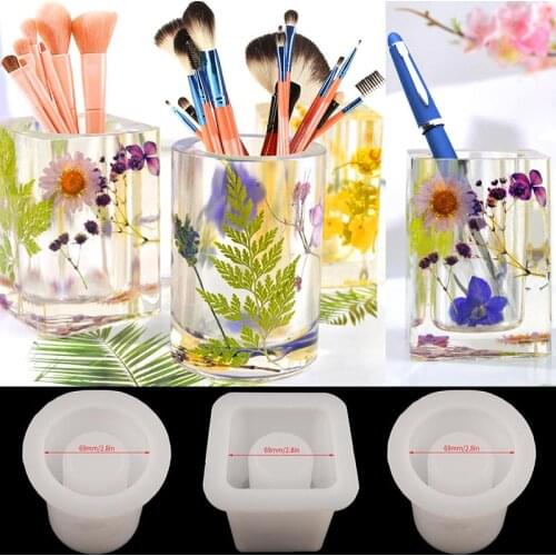 Round Square Shape Jewelry Box Flower Pot Molde De Silicona Para Resina Ashtray Candle Pen Holder Moule Epoxy Storage Box Mold