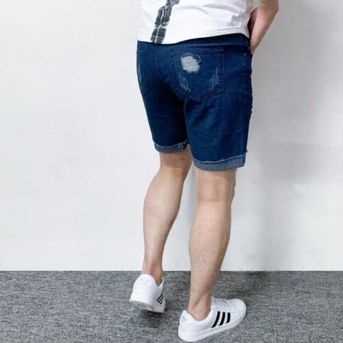 Mens Brand Denim Shorts Casual Knee Length Shorts Mens High Quality Denim Shorts Mens Hole Denim Shorts