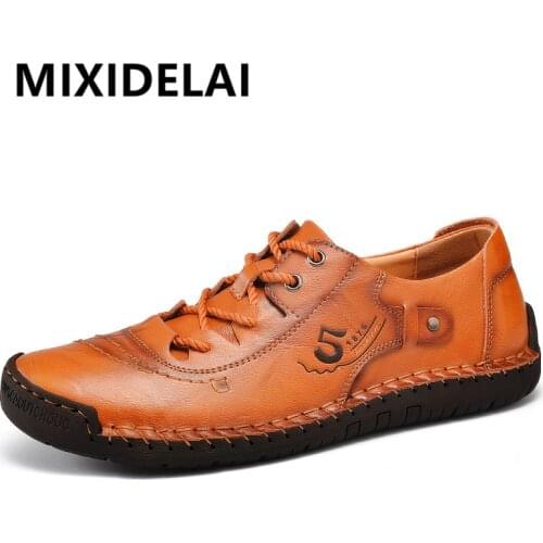 2020 New High Quality Genuine Leather Men Shoes Outdoor Comfortable Casual Shoes Fashion Flats Loafers Moccasins Big Size 38-48