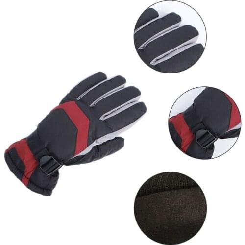 Men Winter Waterproof Snowboard Gloves Contrast Color Thick Plush Lined Thermal Warm Outdoor Cycling Skiing Mittens