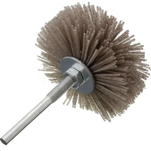 6mm Shank 80mm Dia Abrasive Nylon Wheel Brush Woodwork Polish Bench Grinder