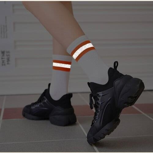 Striped Socks Women Men Unisex Night Bright Socks hip hop Streetwear Harajuku Light Socks funny socks Black White Dropshipping