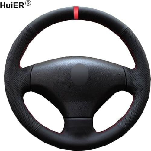HuiER Hand Sewing Car Steering Wheel Cover For Peugeot 206 2007 2008 2009 Peugeot 207 Citroen C2 Braid on the Steering-Wheel