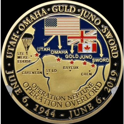 1944 -2019 D-Day 75th Anniversary Of Normandy Landing Gold Commemorative Coins Military Challenge Gifts