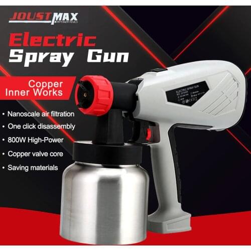 800W Paint Spray Gun High Pressure Removable Electric Airless Airbrush Home DIY with Compresso 800ML Stainless Steel Paint Pot