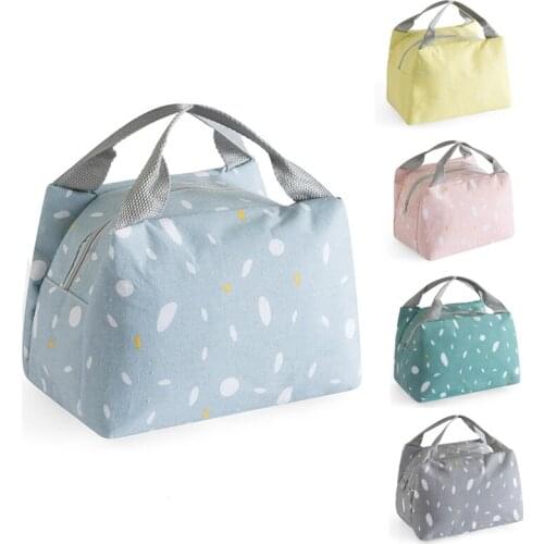 Portable Insulated Thermal Cooler Lunch Bag Tote Picnic Storage Bag Cotton and Linen Aluminum Foil Insulated Lunch Bag Bento
