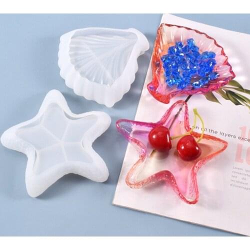 Transparent Silicone Mould Resin Decorative Craft DIY Starfish Leaves Storage Plate Mold Epoxy Resin Molds For Jewelry