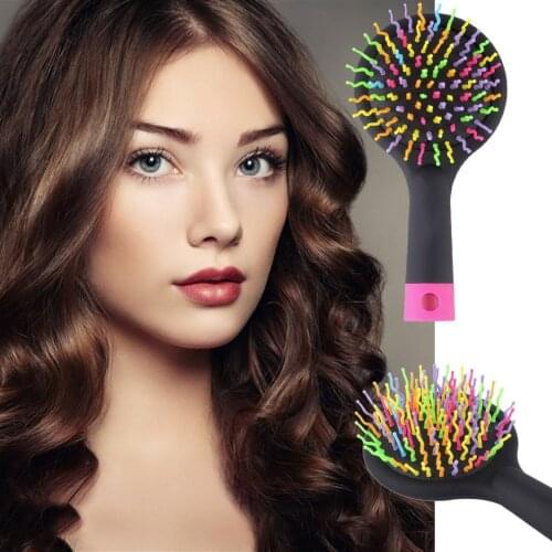New 2017 Rainbow Comb Volume Brush Magic Hairbrush for Hair Tangle Hair Brush Women Comb Candy With Mirror