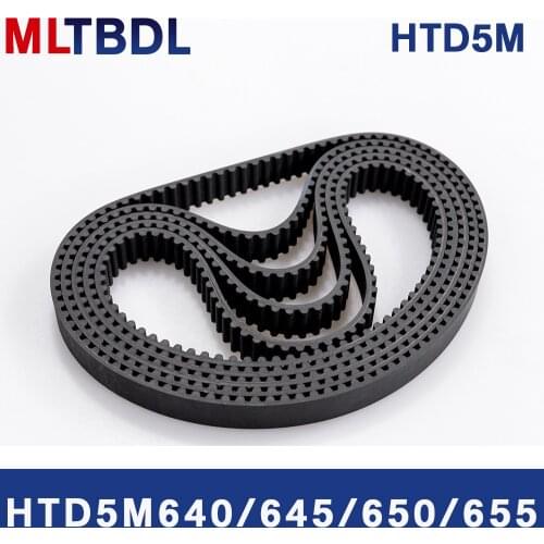 HTD5M Timing Belt 640/645/650/655mm Length 10/15/20/25mm Width 5mm Pitch Rubber Pulley Belt Teeth128 129 130 131synchronous belt