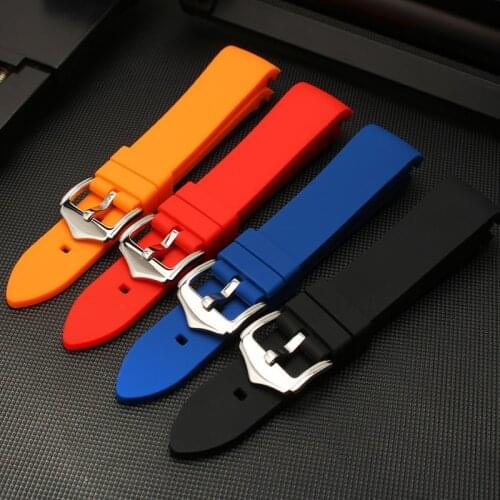 18mm 20mm 22mm Arc Mouth Replacement Watchband Bracelet Watch Belt Silicone Strap Mens Watch Accessories