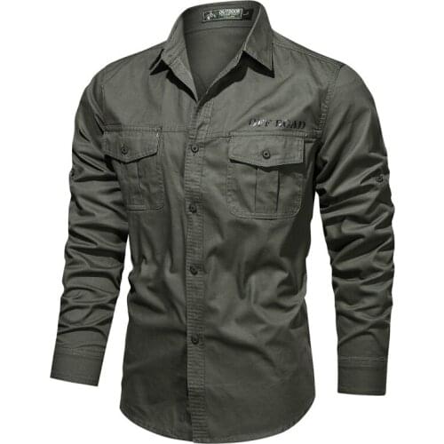New Fad 100% Cotton Mens Shirts Casual Solid Color Stand Collar Autumn Shirts for Men Vogue Tooling Button Shirts Men