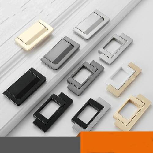 Cabinet Pulls Zinc Alloy Furniture Concealed Buckle Handle Cupboard Door Drawer Single Hole Handle Drawer Knobs Hardware