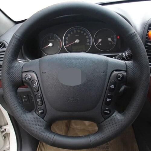 DIY Black Genuine Leather Car Products Steering Wheel Cover For Hyundai Santa Fe 2006-2012 H-1 Starex 2008-2020 i800 2008-2019