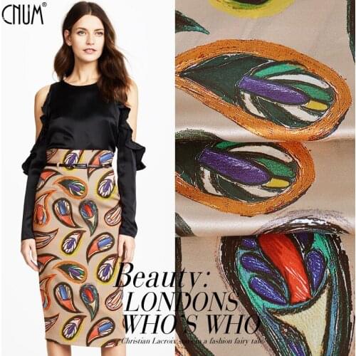 CNUM SP643 Pure Silk/Phoenix Feather/Silk Fabric 93% Silk 7% Spandex Elastic/Width 1.29yd Thickness 19mm,Sold By Meters