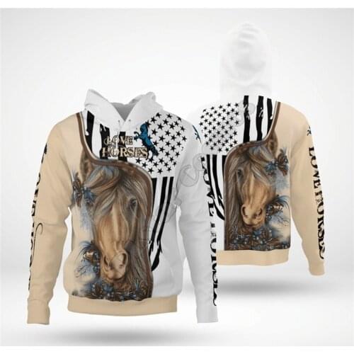 Love Horse 3D Printed Hoodies Funny Pullover Men For Women Funny Sweatshirts Animal Sweater Drop Shipping Style-1