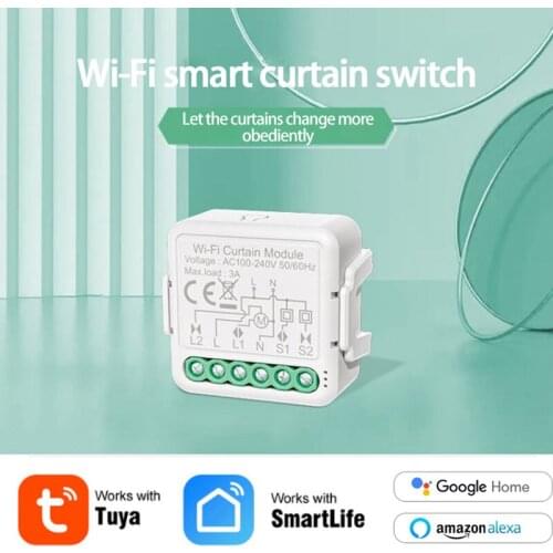 Tuya Smart Mini Curtain Switch WIFI Curtain Switch On-off Device Voice Control With Alexa Google Home Work With Smart Life/Tuya