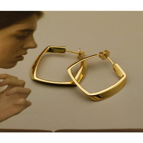 UILZ 2020 New Gold Silver Color Metal Irregular Geometric Square Stud Earrings Trendy for Women Girls Party Jewellry Gifts